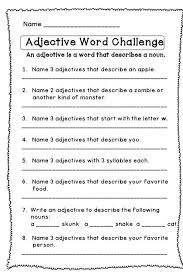 Adjective Word Challenge Adjective Words Word Challenge Adjective Worksheet