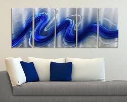 Electric Blue By Jon Allen Https Www Etsy Com Listing 234784501 New Blue Silver Modern Met Large Contemporary Wall Art Blue Wall Sculpture Navy Blue Wall Art