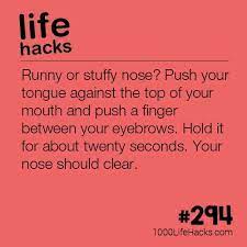 This causes the vomer bone to rock, which loosens your congestion and clears you up. Best Diy Life Hacks Crafts Ideas Runny Or Stuffy Nose Push Your Tongue Against The Top Of Your Mo 1000 Life Hacks Useful Life Hacks Life Hacks For School