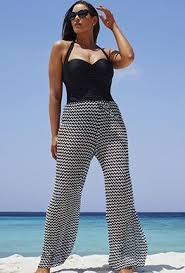 Black Bathing Suit Cover Up Pants Boardshorts Pants Zig Zag Beach Pants Plus Size Beach Outfits Plus Size Swimwear Plus Size Swimsuits