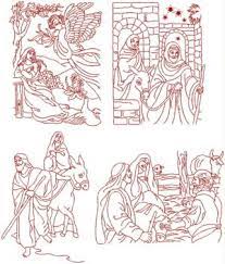 Nativity mary & jesus embroidery designs, machine embroidery designs at embroiderydesigns.com. Advanced Embroidery Designs Nativity Redwork Set