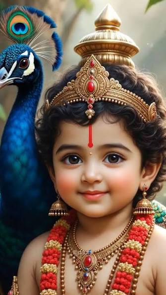 Baby Murugan with Sacred Peacock Companion