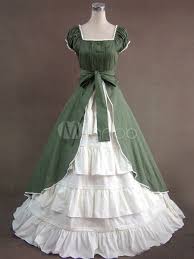 Victorian Green Short Sleeves Retro Dress Costume Halloween Gothic Victorian Dresses Old Fashion Dresses Victorian Costume