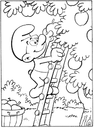 Color Me Pages Smurf Apple Picking Coloring Page Apple Coloring Pages Coloring Pages Tree Coloring Page