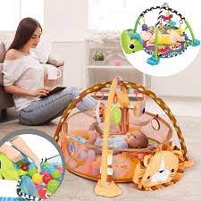 It comes with toys for baby to play with and can easily be stored when not in use. Cute Baby Gym Baby Play Mat Toys Infant Floor Blanket Educational Mats Kids Rug Activity Climbing Carpet And Ocean Balls Wish