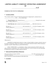 A delaware limited liability company. Free Arkansas Llc Operating Agreement Templates Pdf Word Eforms