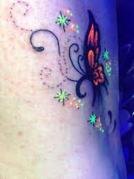 Uv Butterfly Tattoo On My Ankle Uv Tattoo Tattoos Black Light Tattoo