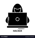 Hacker symbol icon black sign Royalty Free Vector Image