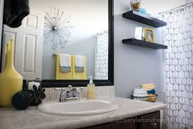 Fit Crafty Stylish And Happy Guest Bathroom Makeover Yellow Bathroom Decor Gray Bathroom Decor White Bathroom Accessories