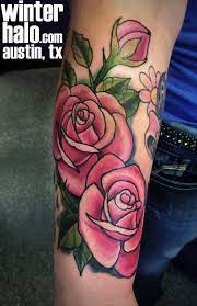 Pink Neo Traditional Roses By Christopher Hedlund Neo Traditional Roses Pink Rose Tattoos Traditional Rose Tattoos