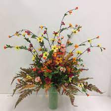 Cemetery Memorial Artificial Cosmos Flower Arrangement In Styrofoam 24 T By Sherrysgreatbuys On Etsy