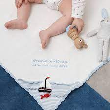This is top knitting video. Personalised Knitted Boat Baby Blanket By The Alphabet Gift Shop Notonthehighstreet Com
