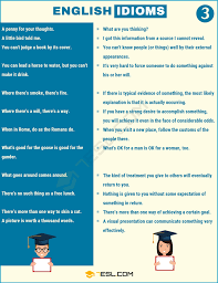 Idioms 1500 English Idioms From A Z With Useful Examples 7 E S L In 2020 English Idioms Learn English Vocabulary Idioms