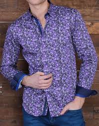 Shop Men S Luxury Dress Shirt Purple Paisley Floral Shirt Modern Paisley Button Down Austere By Eight X