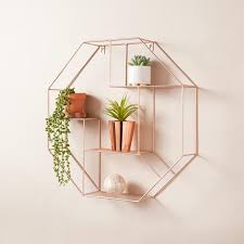 Must Have Floating Shelves Gold Or Rose Gold Hexagon Modern Etsy In 2020 Wire Wall Shelf Hexagon Shelves Floating Shelves