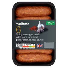 Waitrose 6 British Pork Paprika Sausages Waitrose Partners