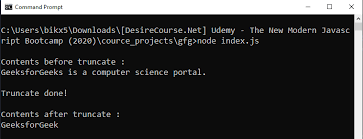 Node Js Fspromises Truncate Method Geeksforgeeks
