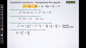 Definition of completing the square in the definitions.net dictionary. Quadratic Functions