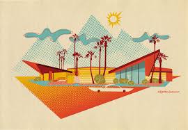 Mid Century Modern Buildings Series On Behance Googie Midcentury Modern Paper Art Design