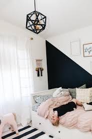 Bedroom Geometric Wall Design Black And White Elle S New Room Ave Styles White Girls Rooms Pink Bedroom Decor Pink Toddler Rooms