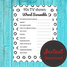 Maybe you would like to learn more about one of these? 90s Tv Shows Game Word Scramble Printable Word Scramble For Etsy Tv Show Games 90s Tv Shows Word Scramble Printable