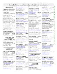 Evangelical (denominations), Independent, & Interdenomination