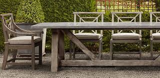 French Beam Weathered Concrete Teak Dining Restoration Hardware Outdoor Furniture Restoration Hardware Outdoor Teak Patio Furniture