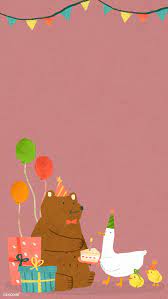 Download Premium Vector Of Animal Doodle Birthday Mobile Phone Wallpaper Vector By Toon About Bear Cake Background Birthday Happy Birthday Mockup And Androi Animal Doodles Happy Birthday Wallpaper Happy Birthday Illustration