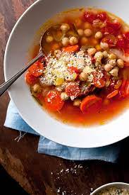 Chickpea Vegetable Soup With Parmesan Rosemary And Lemon Recipe Recipe Vegetarian Recipes Cooking Recipes Healthy Recipes