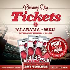 University Of Alabama Opening Day Tickets Promoting Print At Home Sports Marketing College Athletics Sports Graphics