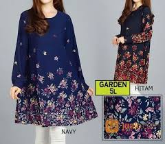 Blue & green bahan : Blouse Jumbo Garden Atasan Wanita Big Baju Motif Bunga Lengan Panjang Surabaya Jualo