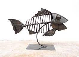 Metal Sculpture Fish Fish Skeleton Art Fish Figurine Steampunk Fish Welded Fish Metal Fish Statuette Metal Sculpture Metal Fish Steampunk Fish