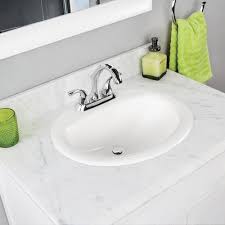 Gele 1919, 19''x19'', 19 inch round drop in bathroom vessel sink, 3 faucet holes w/ 4'' punching , modern style porcelain ceramic counter top basin, white vanity sink 5.0 out of 5 stars 3 $54.75 $ 54. Foremost Maret 20 W X 16 7 8 D Oval Drop In Bathroom Sink 4 Center At Menards