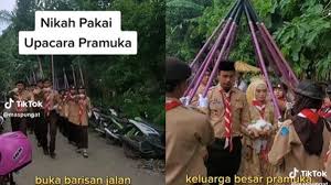 Viral, Pasangan Ini Menikah Pakai Upacara Pramuka Lengkap dengan Seragamnya  - Hot Liputan6.com