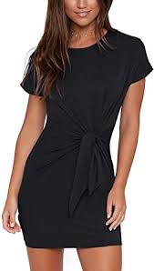 Eliacher Women S Short Sleeve Tie Up Waist Casual Loose T Shirt Dress At Amazon Women S Clothing Store
