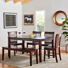 Get 5% in rewards with club o! Buy East West Furniture Modern Dining Table Set 6 Piece Wooden Modern Dining Chairs Seat Mahogany Finish Rectangular Kitchen Table And Bench Online In Indonesia B00tv49l0q