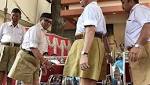 swayamsevaks with lathis, walrus moustaches