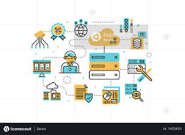 Premium Web Hosting Service Line Icons Illustration Illustration Download In Png Vector Format Icon Illustration Line Icon Web Hosting Services
