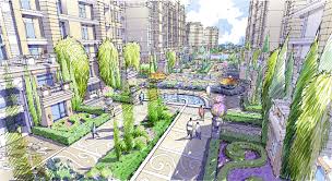Landscape Design Freehand Perspective Mixed Use Development Modern Landscape Urban Design Landscape Corrid Urban Design Urban Design Plan Landscape Design
