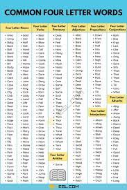 4 Letter Words 550 Most Common And Coolest 4 Letter Words In English 7esl In 2021 Letter N Words Words With Q Words