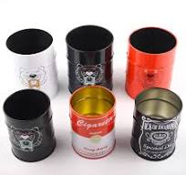 Tinplate Oil Drum Shape Empty Round Metal Pencil Holder Custom Dice Tobacco  Makeup Brush Pencil Tin Boxes Holder Cans Container