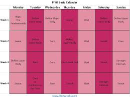 Download Or Print Workout Calendar For Piyo Fitness Rocks