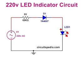 Led Power Indicator Circuit For 230v 240v Ac Mains Single Led On Ac Mains Circuit Led Electronic Circuit Projects