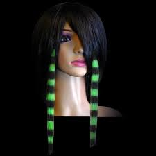 For those who are new to extensions, this model holds up a track of hair, which is one way to position hair additions. Uv Green And Black Stripes Clip In Hair Extensions By Fantasmagoria The Dark Store