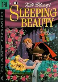 Sleeping beauty pricking finger on spindle black fairy in background. Sleeping Beauty 1 Sleeping Beauty Issue