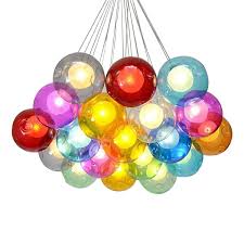 Kjlars Modern Pendelleuchte Höhenverstellbar Pendellampe Kristall Hängelampe Bunte Glas Hängeleuchte Mit Für Kinderzimmer Wohnzimmer Kronleuchter