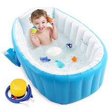 This is why it is very important to carefully sit your baby in the right bath seat. Baby Inflatable Bathtub Portable Infant Toddler Bathing Tub Non Slip Travel Bathtub Mini Air Swimming Pool Kids Thick Foldable Shower Basin With Air Pump Blue Pricepulse