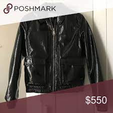 Calvin Klein Patent Bomber Jacket Leather Jacket Brands Stylish Bomber Jacket Dark Denim Jacket