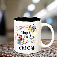 Buy Huppme Happy Birthday Chi Chi Inner Black Coffee Name Mug Online at Low  Prices in India - Amazon.in