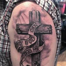 Amazing memorial cross tattoo on half sleeve. 225 Best Cross Tattoo Designs With Meanings